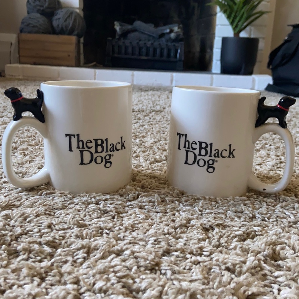 Pair of black dog mugs